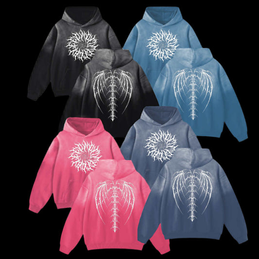 Heavyweight Sunfade Oversized NoTime Wings Hoodie
