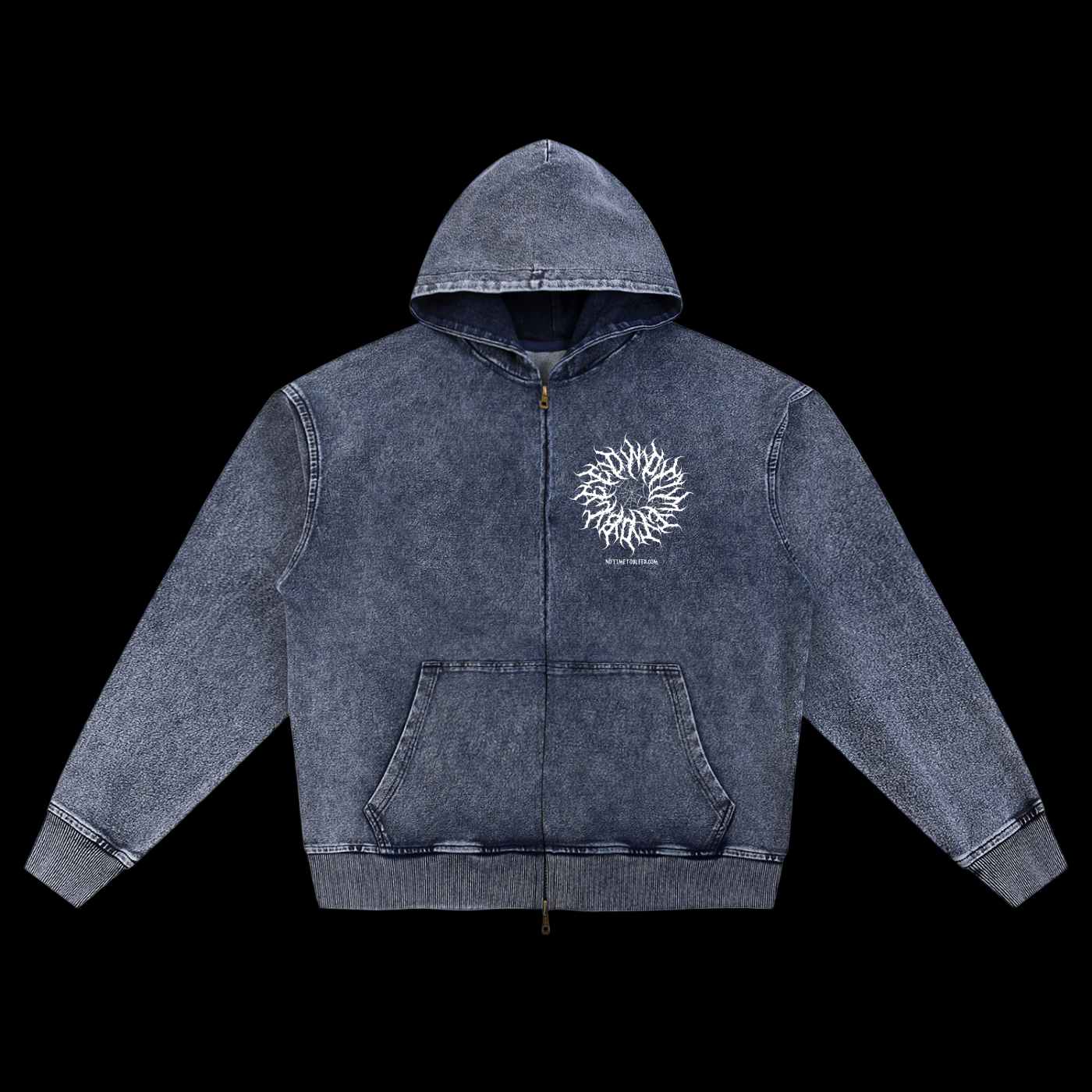 Pain Snow Wash Oversized Zip-Up Hoodie