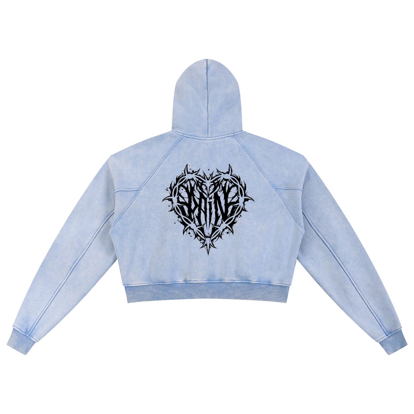 NTTB Pain Snow Washed Cropped Hoodie