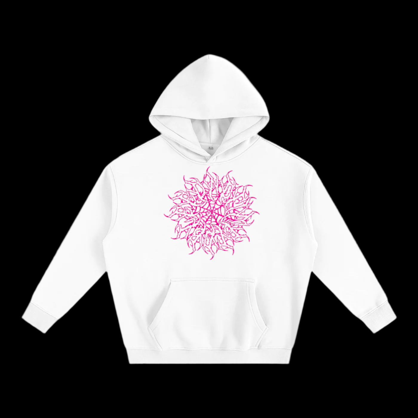 Oversize Fleeced White/Pink Wings Hoodie