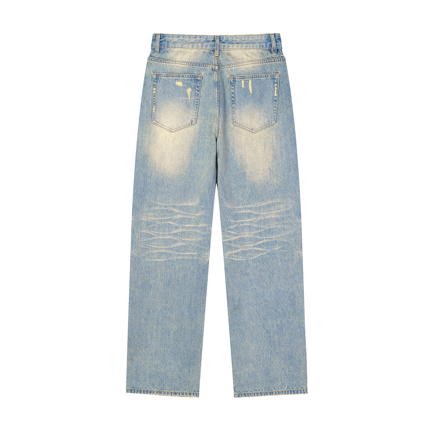 Spider Moon Sun Fade Raw Hem Denim Jeans