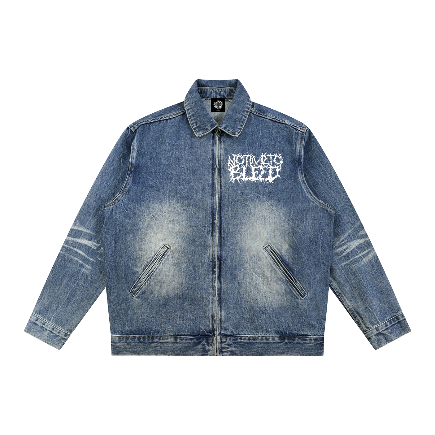 Skullytubby Vintage Wash Zip Up Denim Jacket