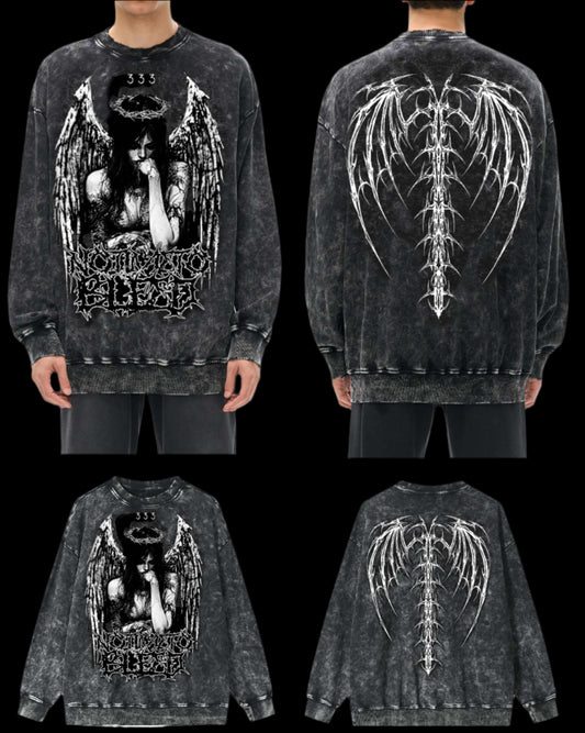 Snow Washed Hand-Frayed 333 Angel Sweatshirt