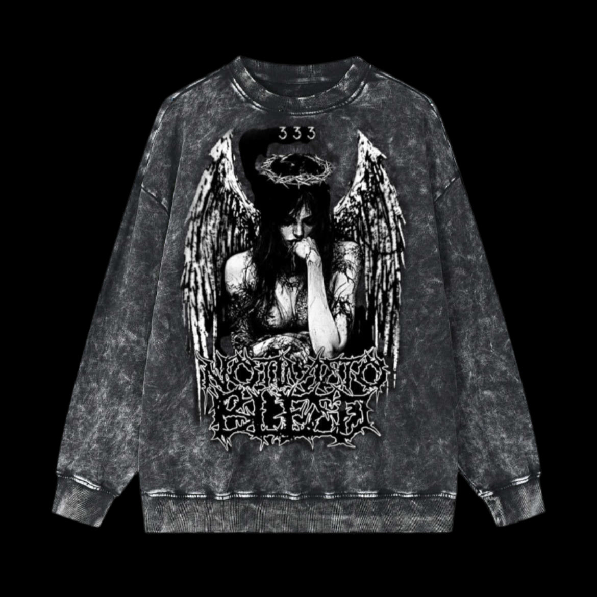 Snow Washed Hand-Frayed 333 Angel Sweatshirt