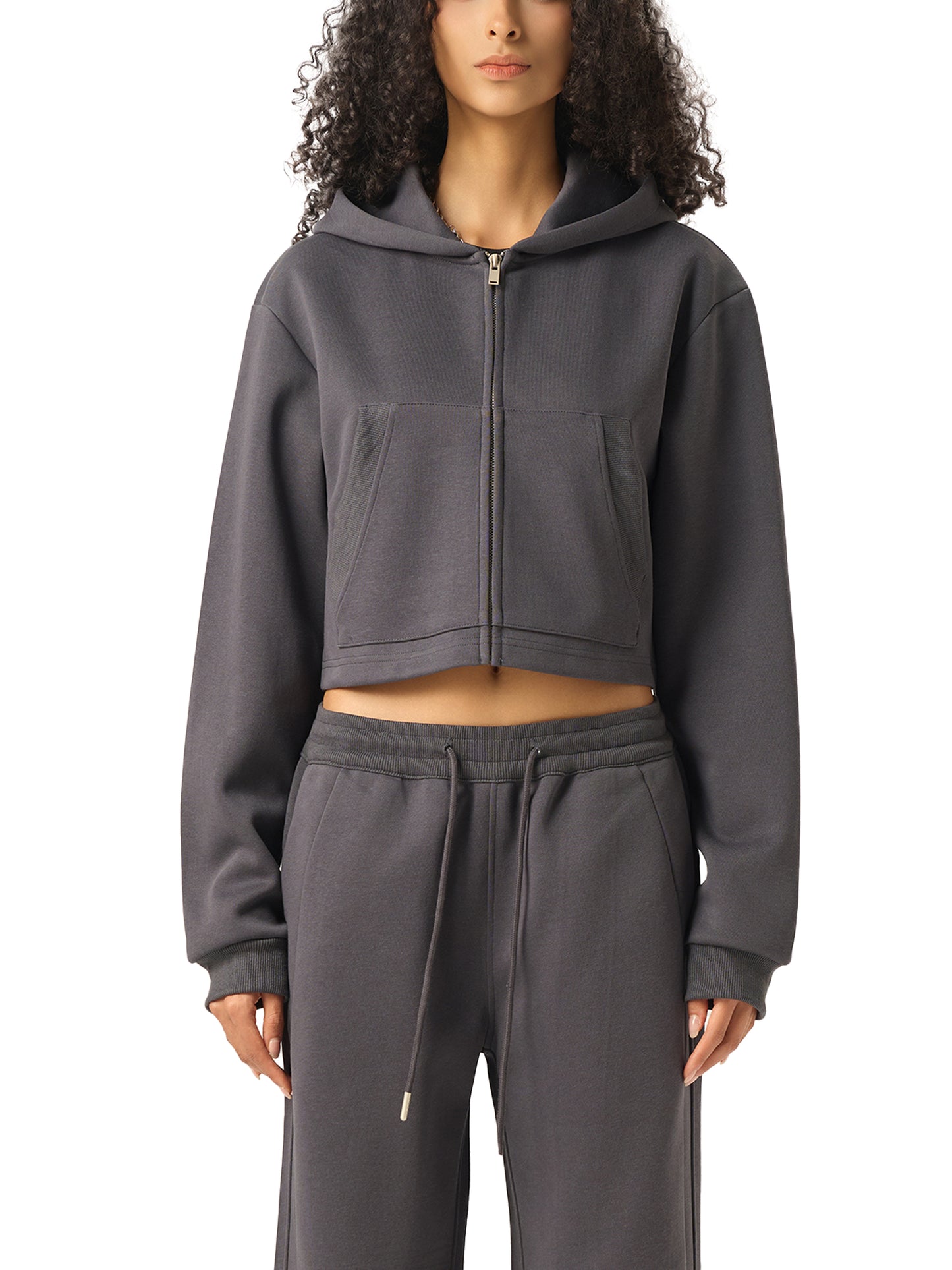 Notime Cropped Zip-Up Hoodie