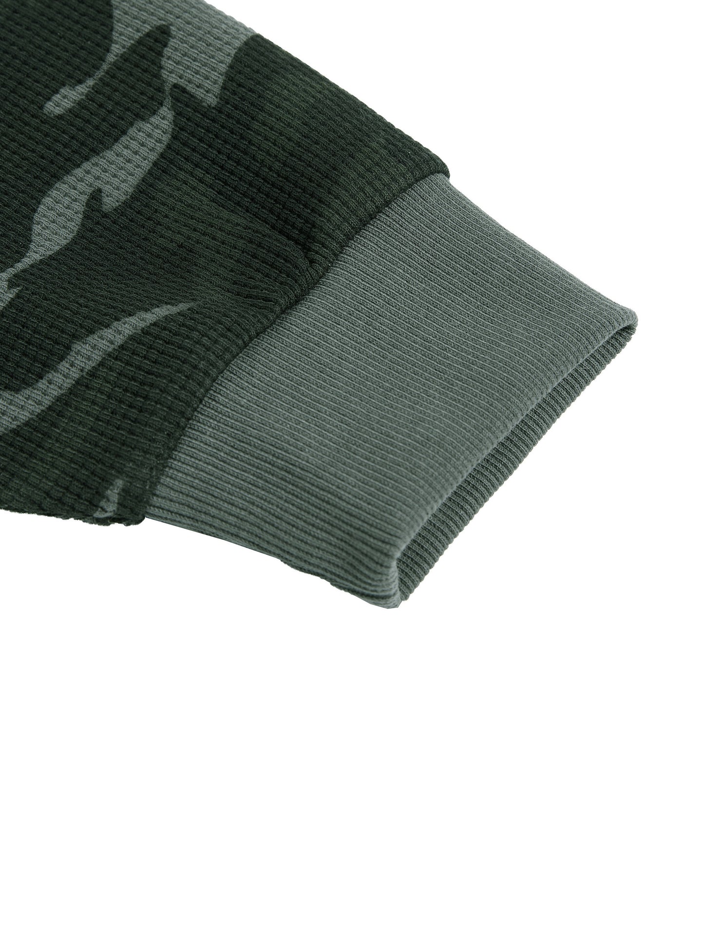 NoTime Grey Camo Waffle Boxy Long Sleeve T-Shirt