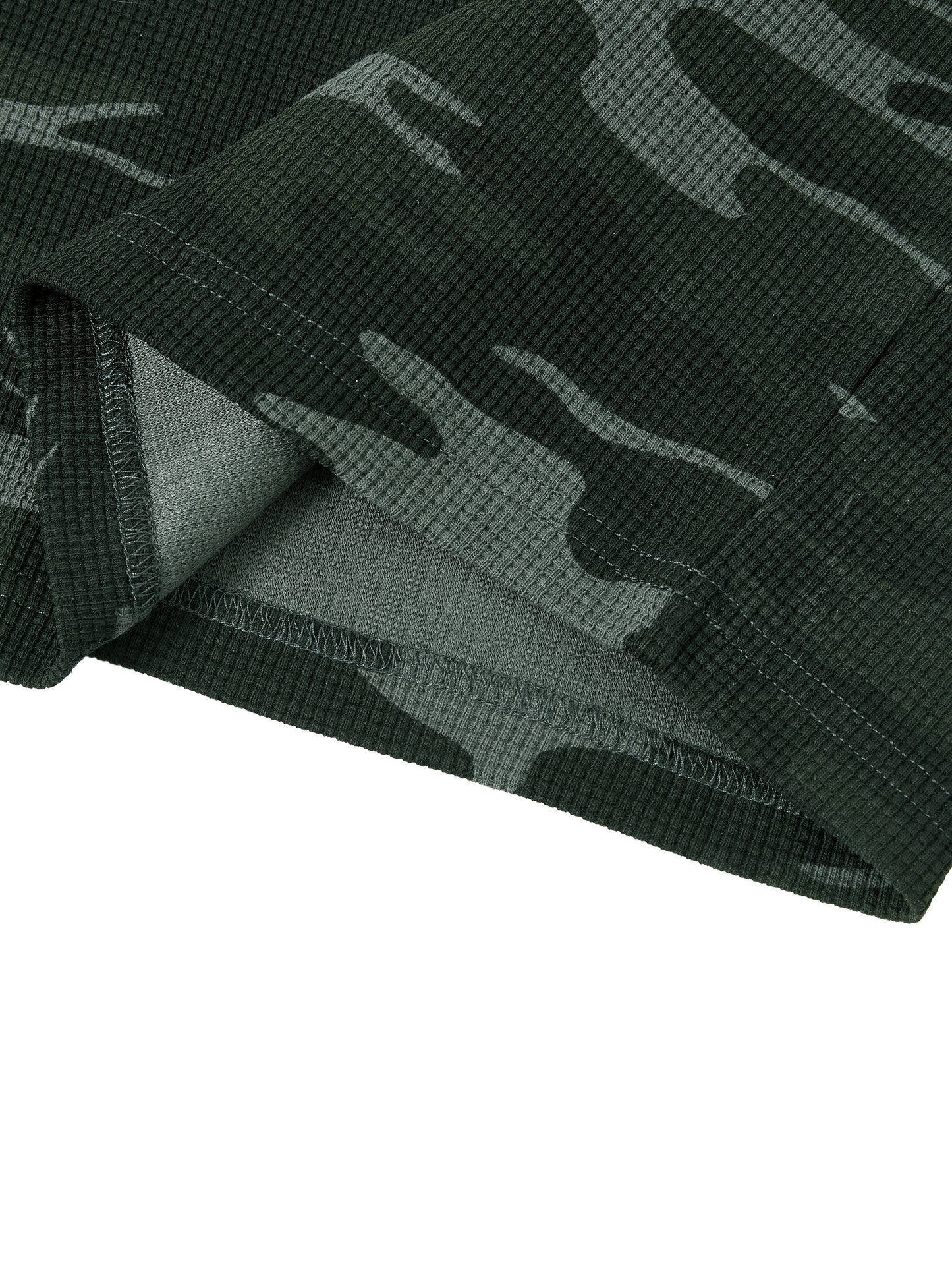 NoTime Grey Camo Waffle Boxy Long Sleeve T-Shirt